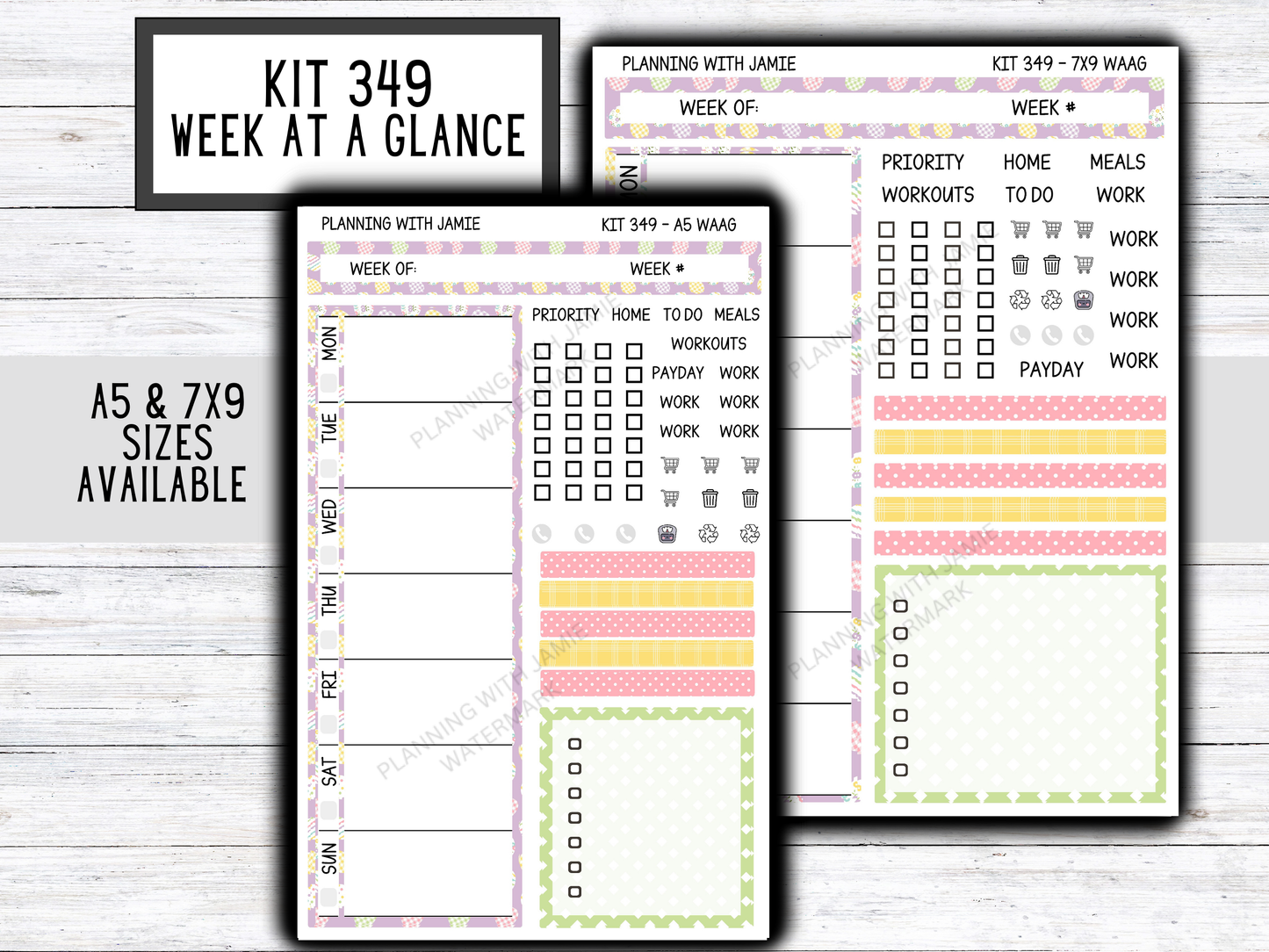 Kit 349 Week At A Glance Sticker || Week At A Glance Planner Sticker Kit || Weekly Overview Stickers || Daily Duo Stickers|| EASTER STICKERS