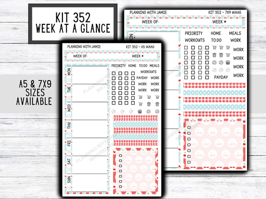 Kit 352 Week At A Glance Sticker || CHERRY STICKERS