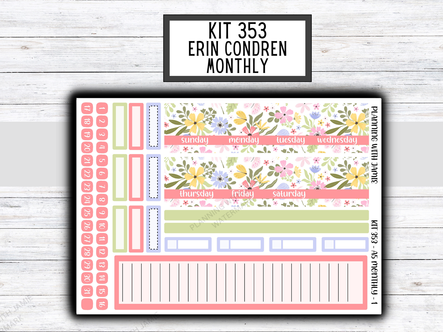 KIT 353 Erin Condren A5 Monthly Kit
