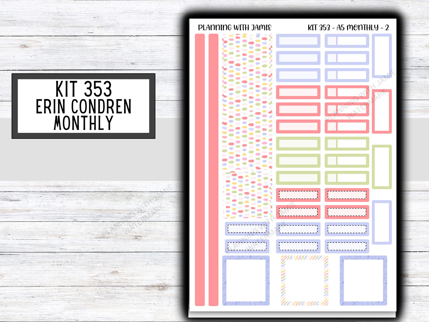 KIT 353 Erin Condren A5 Monthly Kit