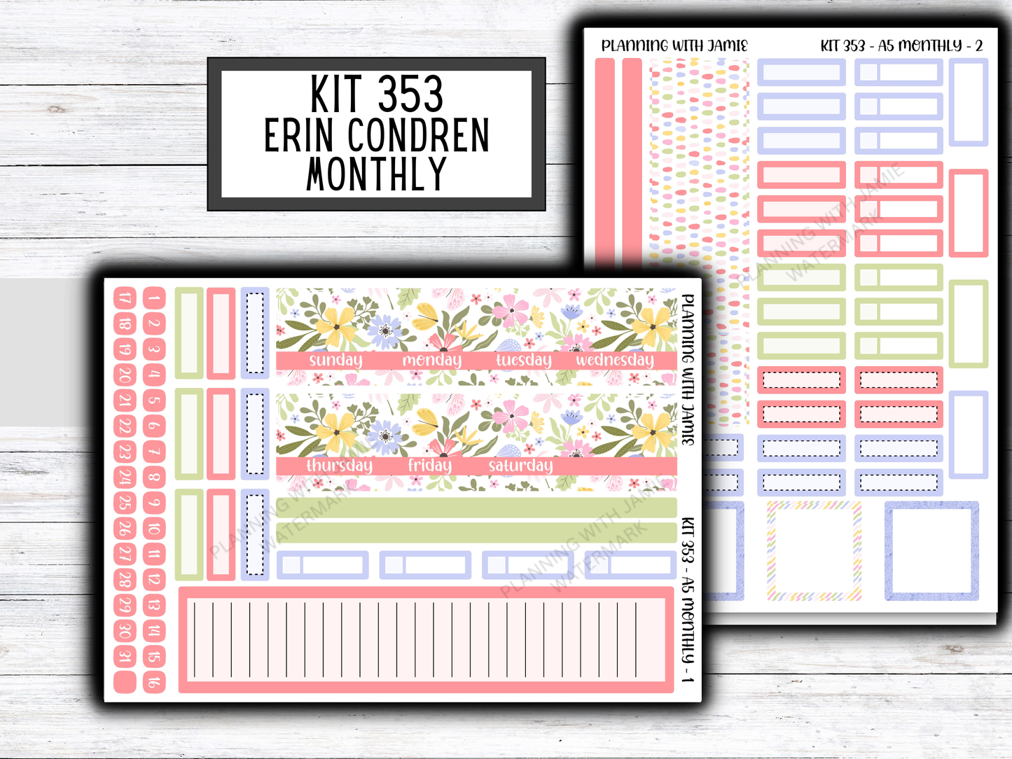KIT 353 Erin Condren A5 Monthly Kit