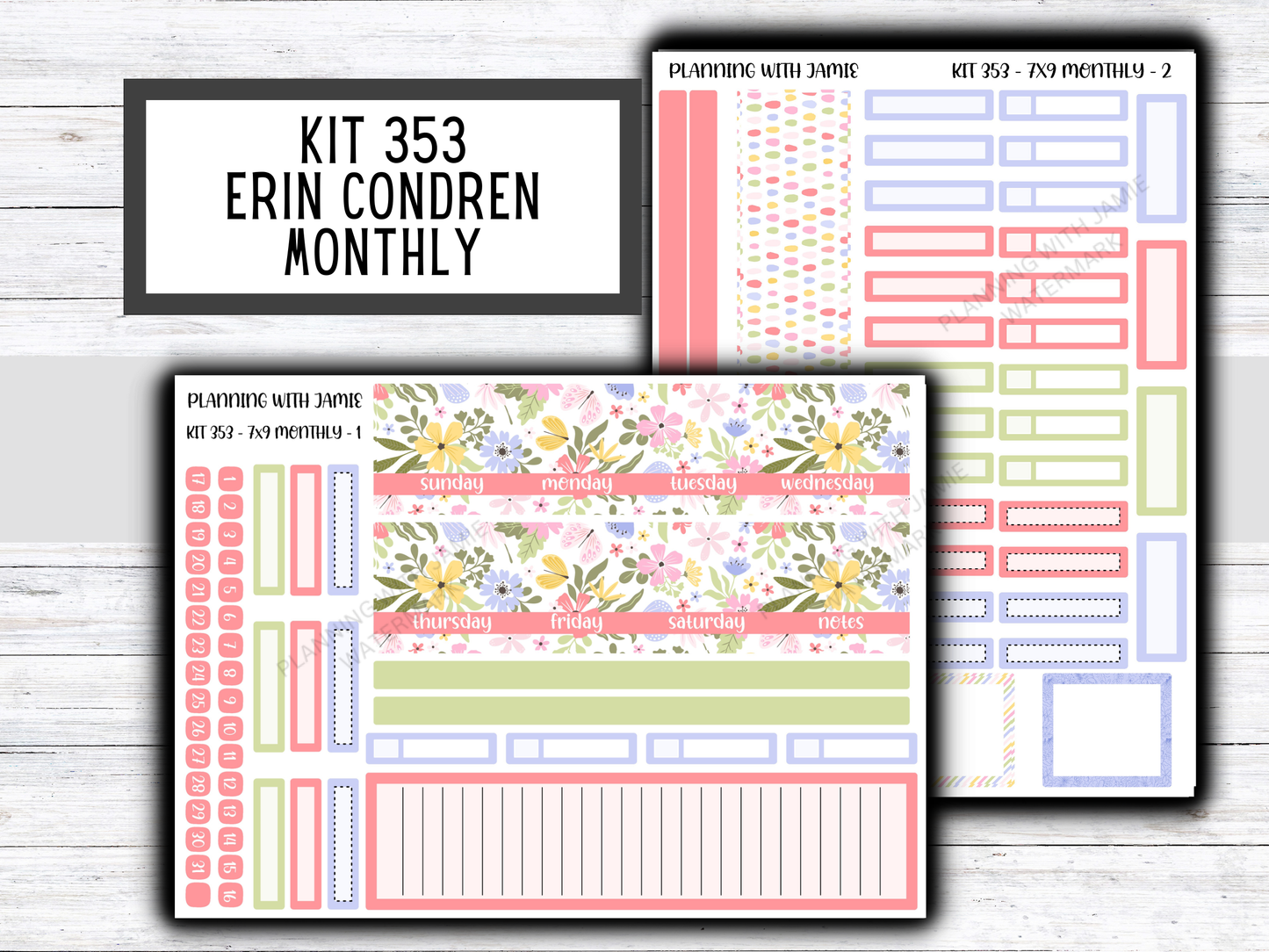 KIT 353 Erin Condren 7X9 Monthly Kit