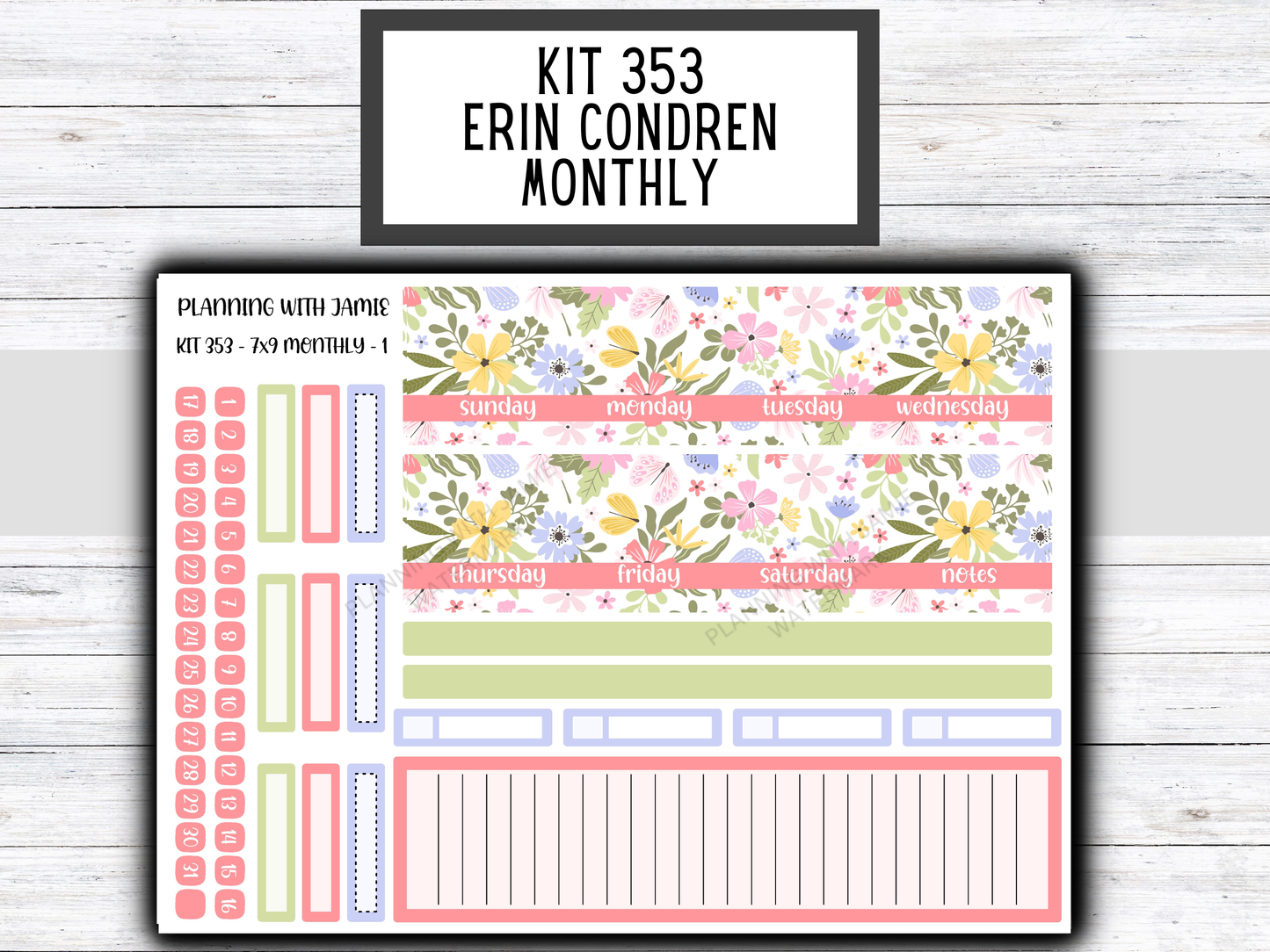 KIT 353 Erin Condren 7X9 Monthly Kit