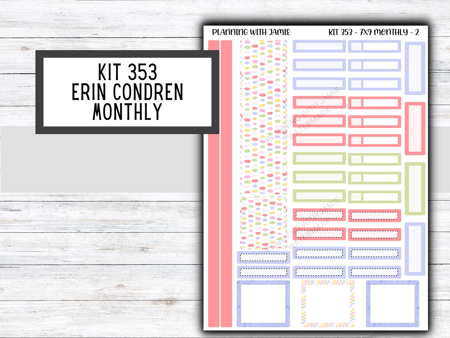 KIT 353 Erin Condren 7X9 Monthly Kit