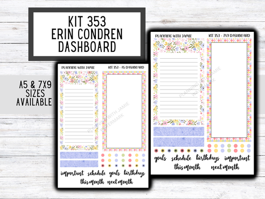 KIT 353 Erin Condren Dashboard Sticker Kit