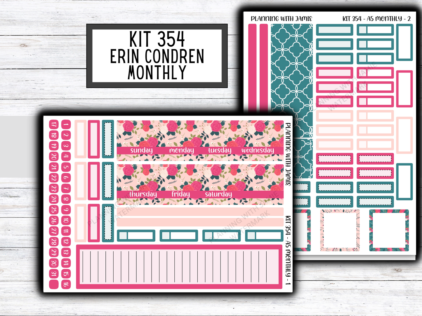 KIT 354 Erin Condren A5 Monthly Kit