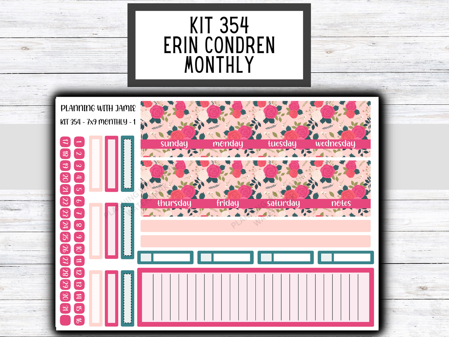 KIT 354 Erin Condren 7X9 Monthly Kit