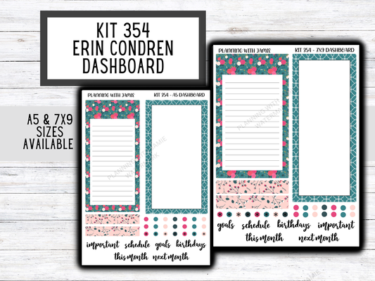 KIT 354 Erin Condren Dashboard Sticker Kit