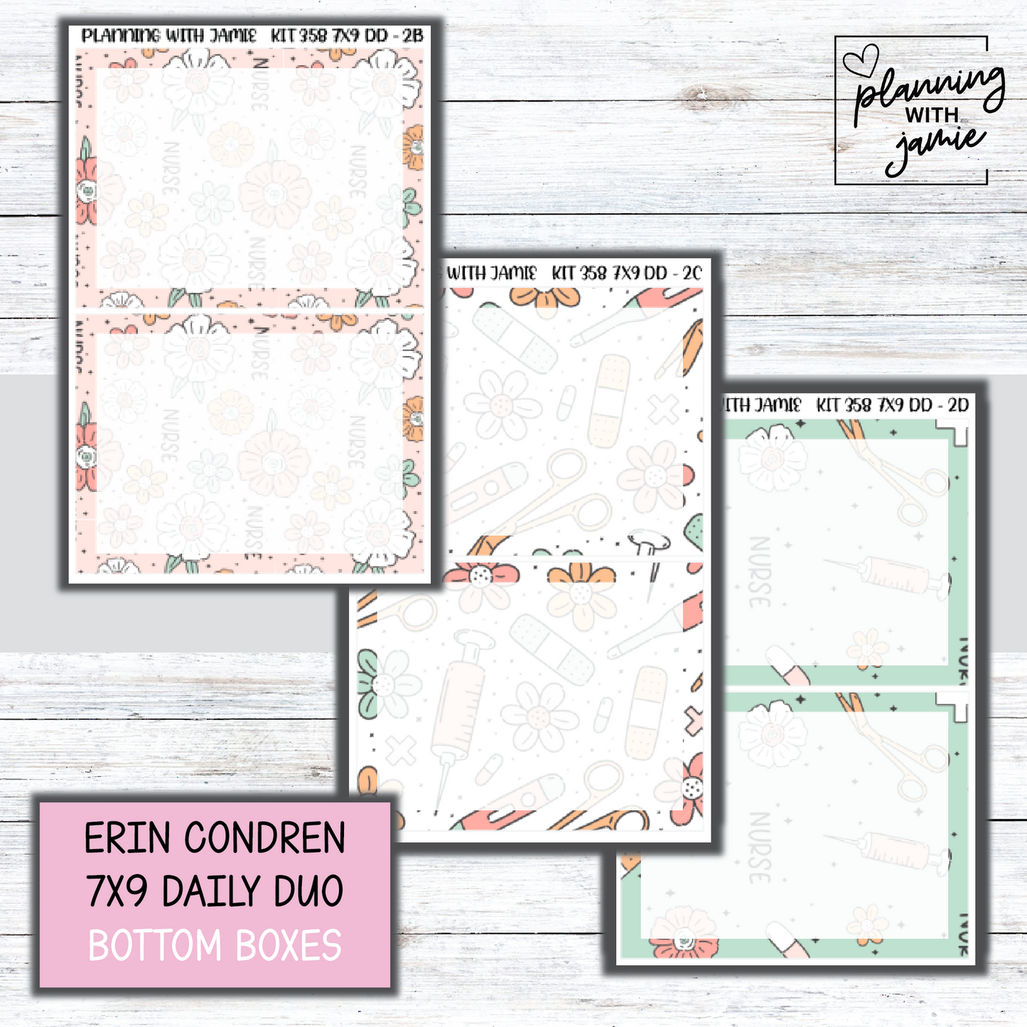 Kit 358 Erin Condren Daily Duo Sticker Kit || NURSE STICKERS