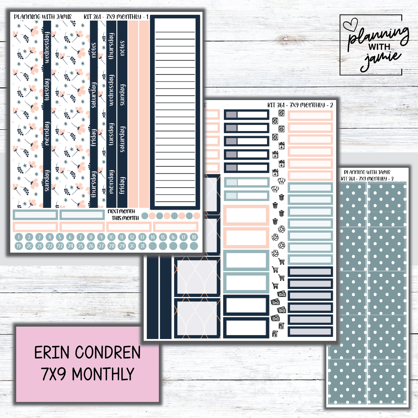 KIT 361 Erin Condren 7X9 Monthly Kit