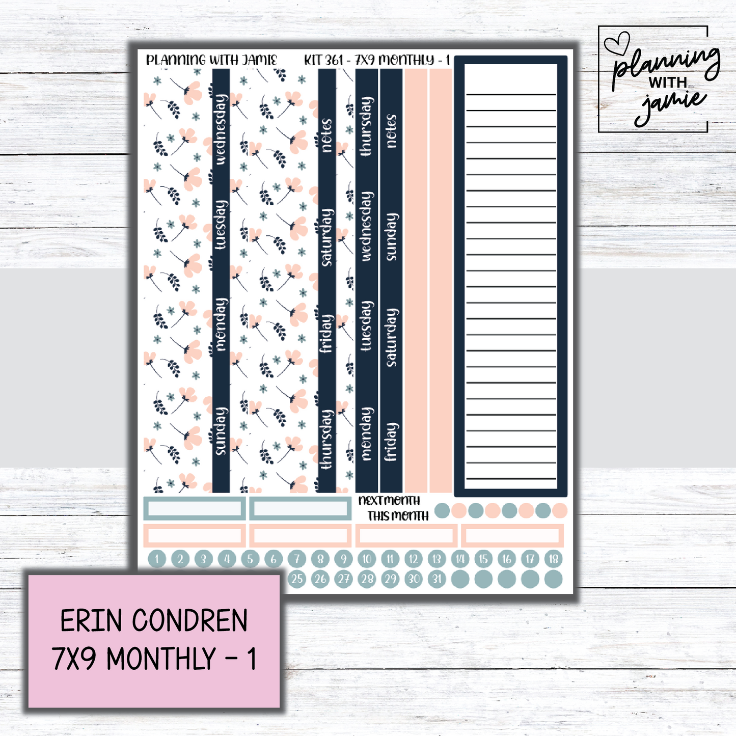KIT 361 Erin Condren 7X9 Monthly Kit