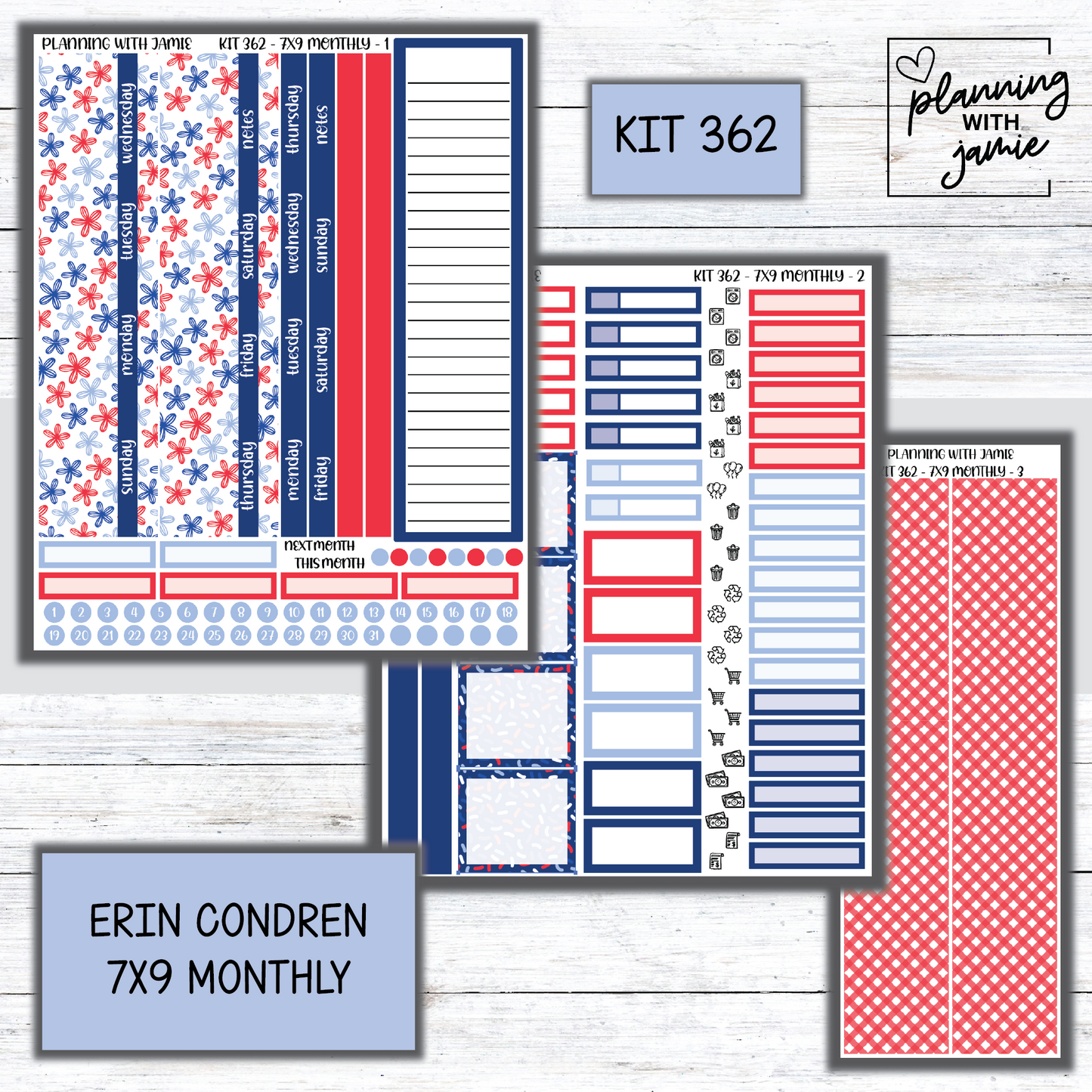 KIT 362 Erin Condren 7X9 Monthly Kit