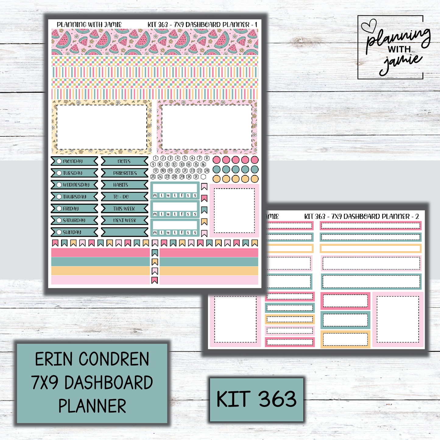 Kit 363 Erin Condren Dashboard Planner Sticker Kit
