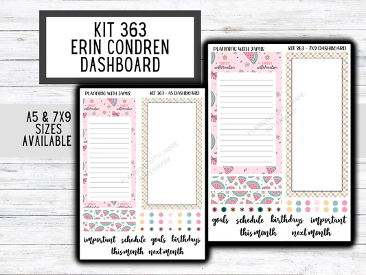 KIT 363 Erin Condren Dashboard Sticker Kit