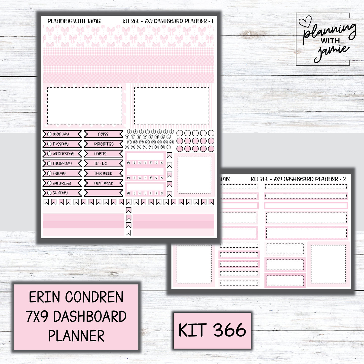 Kit 366 Erin Condren Dashboard Planner Sticker Kit