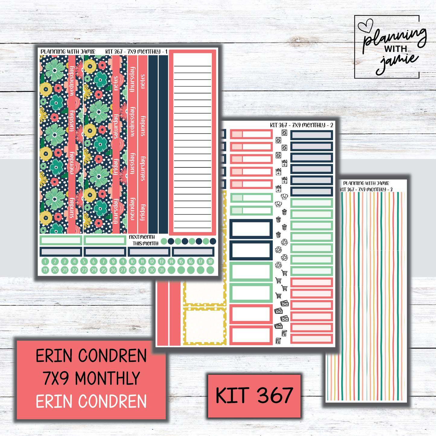 KIT 367 Erin Condren 7X9 Monthly Kit
