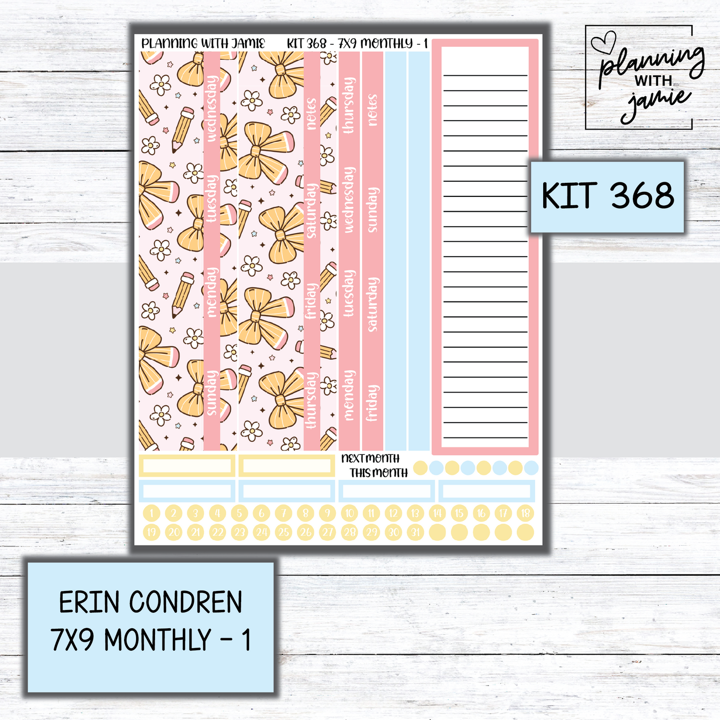 KIT 368 Erin Condren 7X9 Monthly Kit