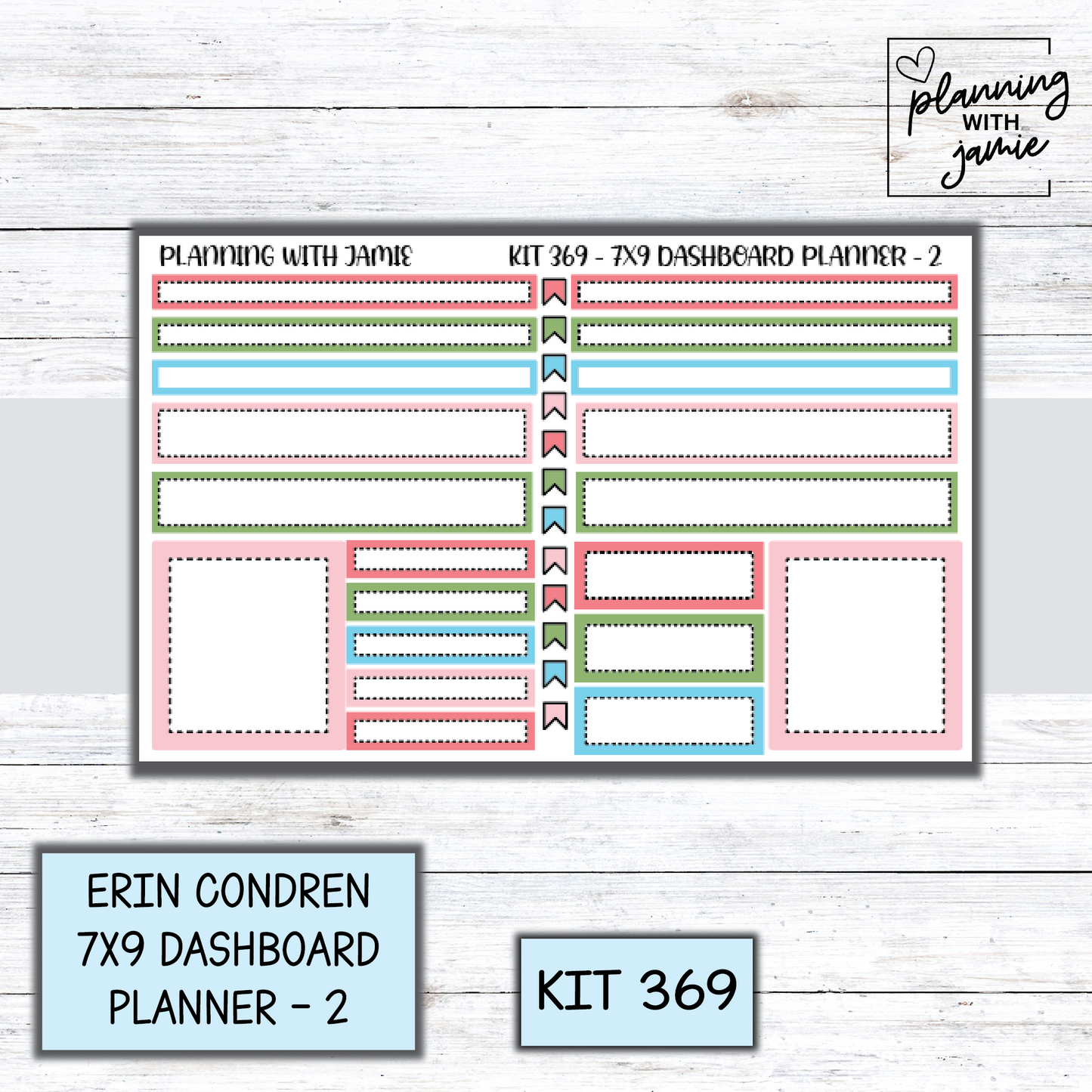 Kit 369 Erin Condren Dashboard Planner Sticker Kit