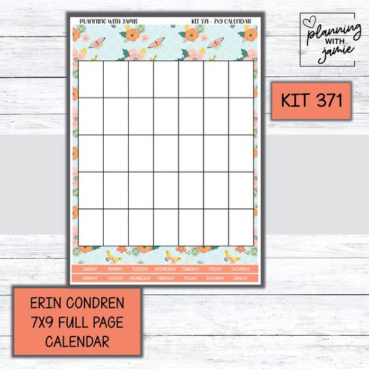 KIT 371 Erin Condren 7X9 Full Page Calendar