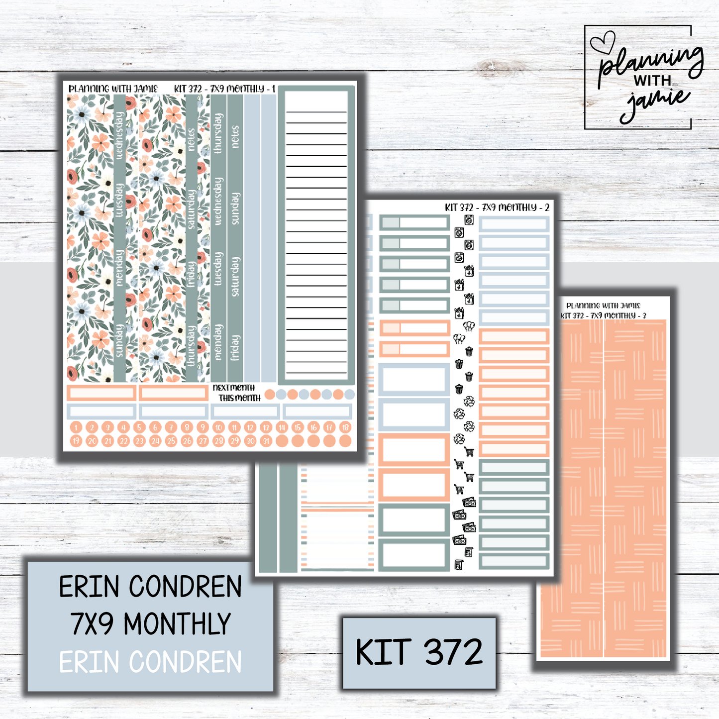 KIT 372 Erin Condren 7X9 Monthly Kit