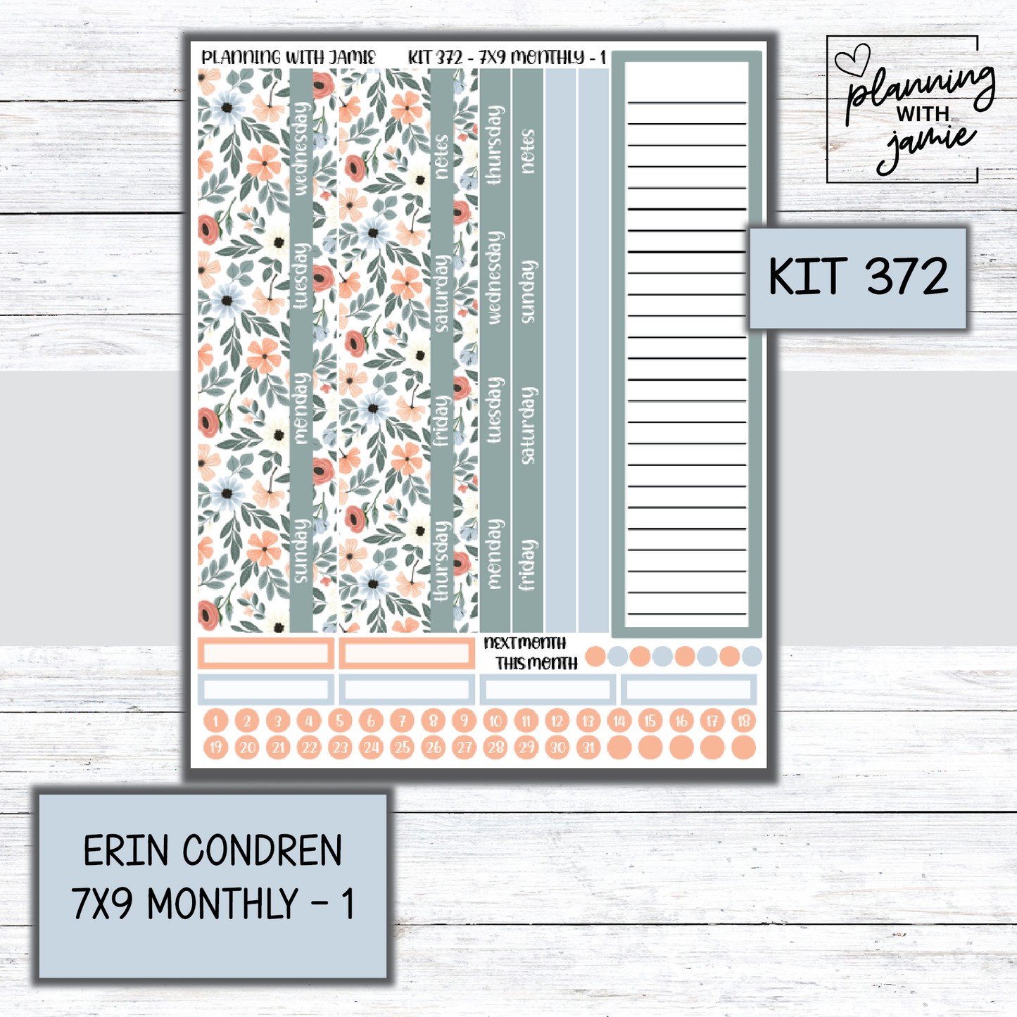 KIT 372 Erin Condren 7X9 Monthly Kit