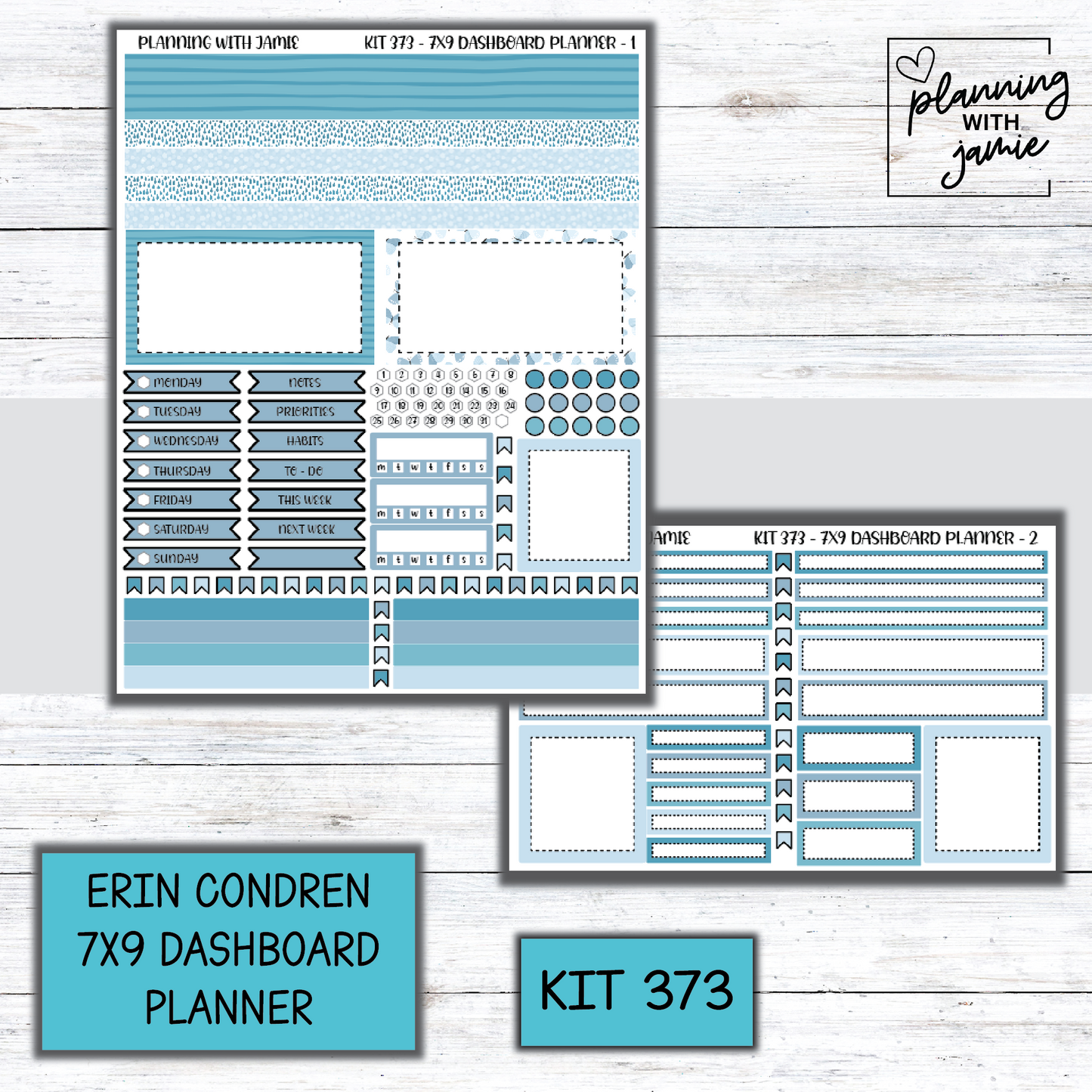 Kit 373 Erin Condren Dashboard Planner Sticker Kit