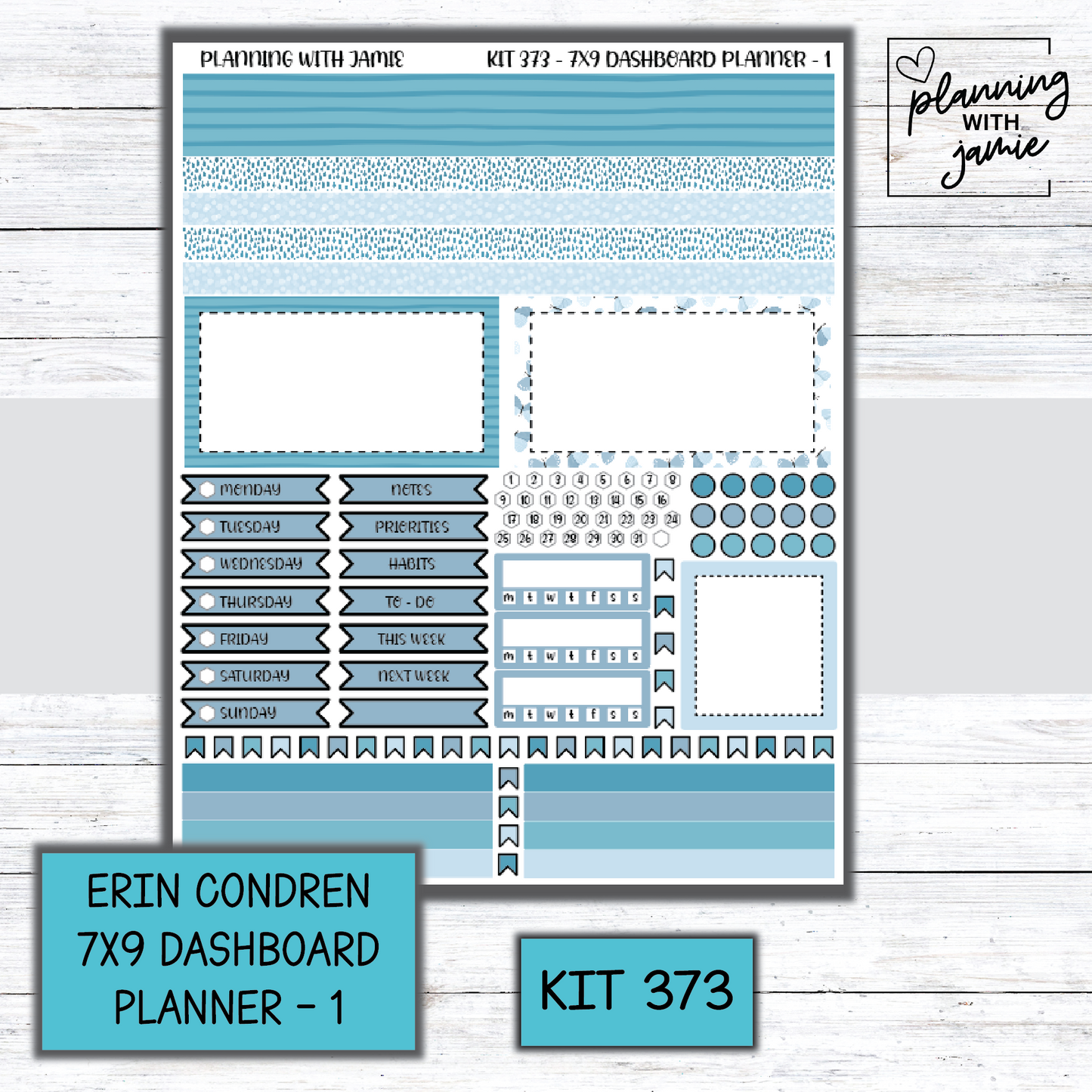 Kit 373 Erin Condren Dashboard Planner Sticker Kit