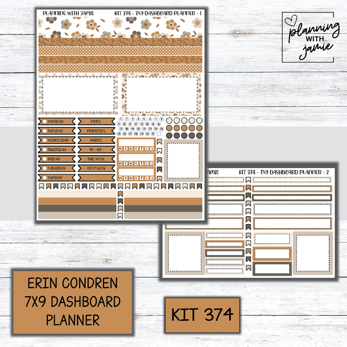 Kit 374 Erin Condren Dashboard Planner Sticker Kit