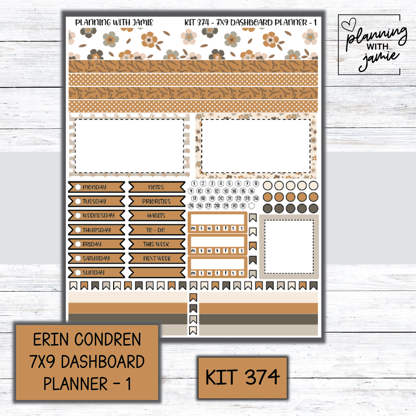 Kit 374 Erin Condren Dashboard Planner Sticker Kit