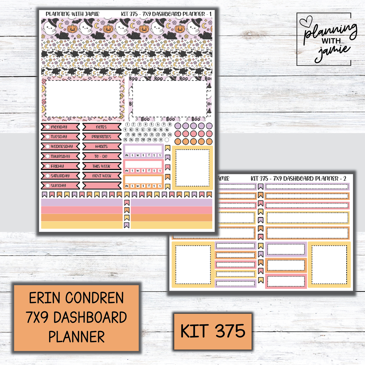 Kit 375 Erin Condren Dashboard Planner Sticker Kit