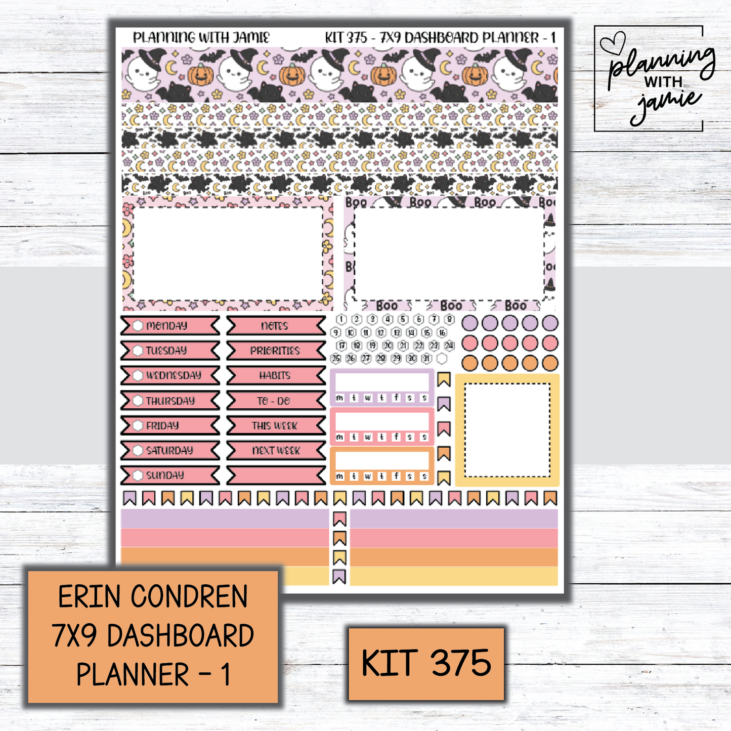 Kit 375 Erin Condren Dashboard Planner Sticker Kit