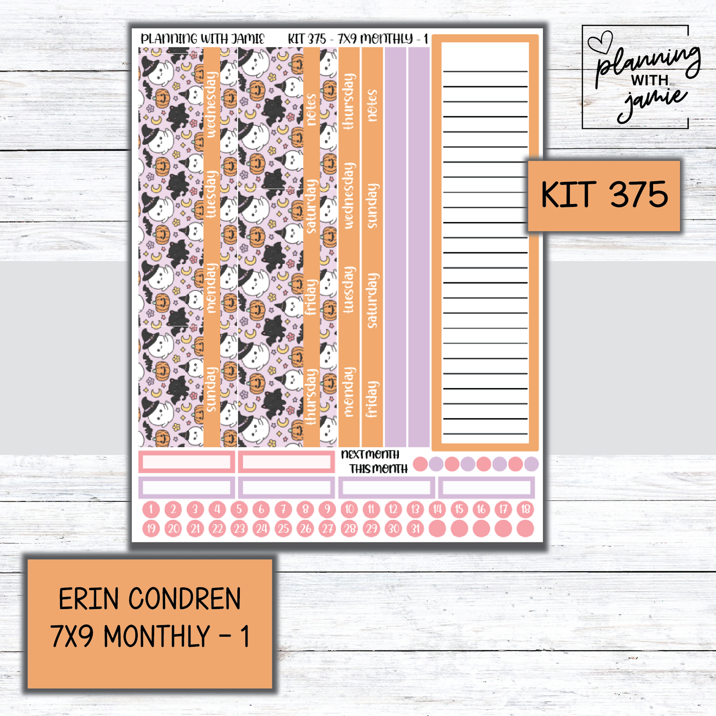 KIT 375 Erin Condren 7X9 Monthly Kit