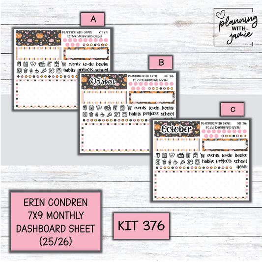KIT 376 7X9 Erin Condren Monthly Dashboard Sticker Kit