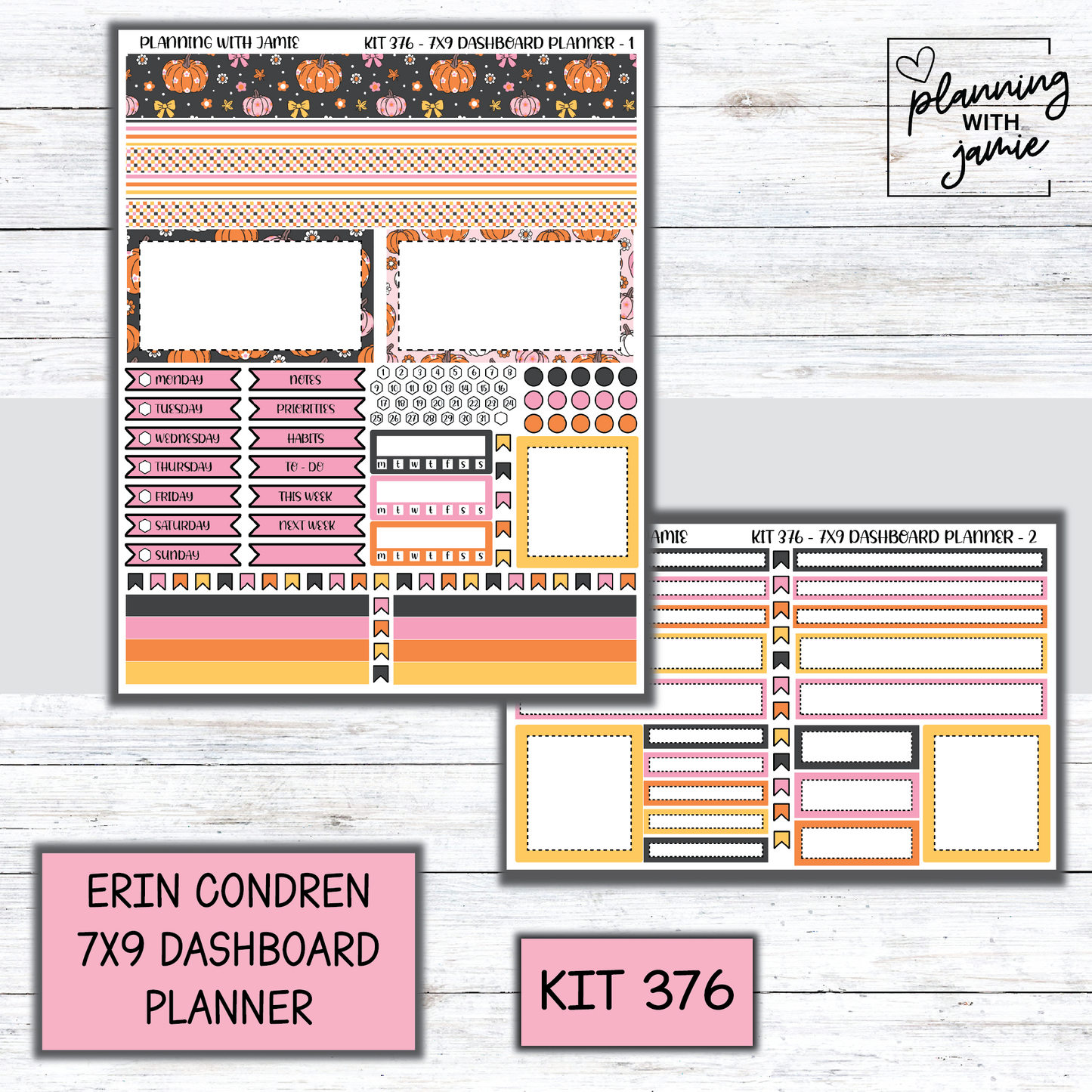 Kit 376 Erin Condren Dashboard Planner Sticker Kit