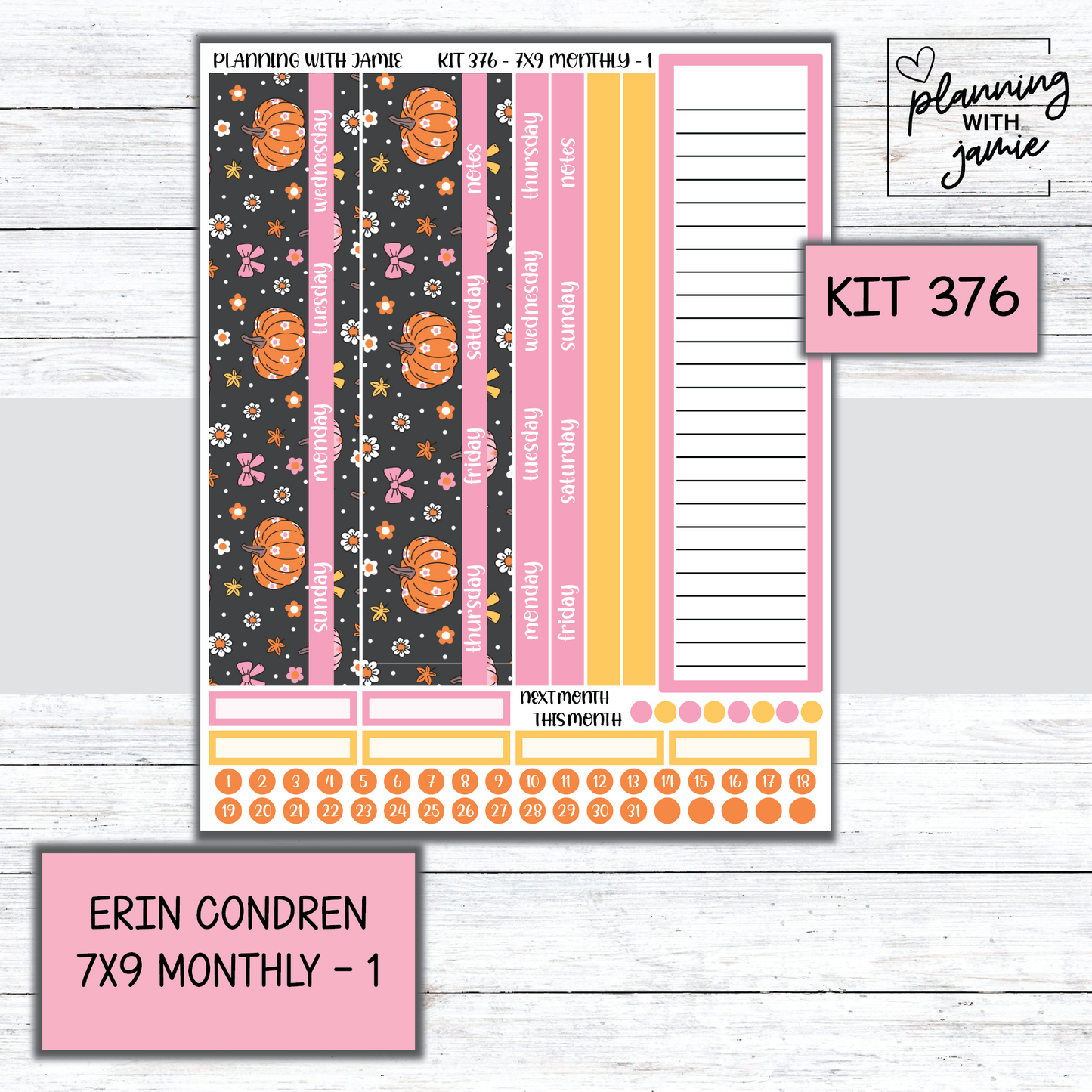 KIT 376 Erin Condren 7X9 Monthly Kit