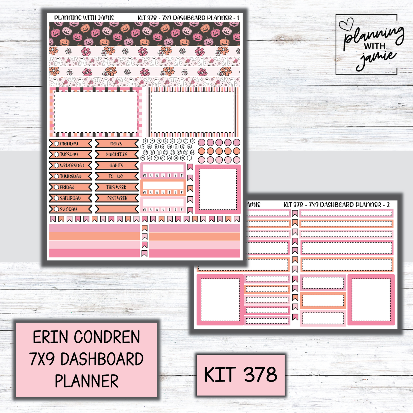 Kit 378 Erin Condren Dashboard Planner Sticker Kit