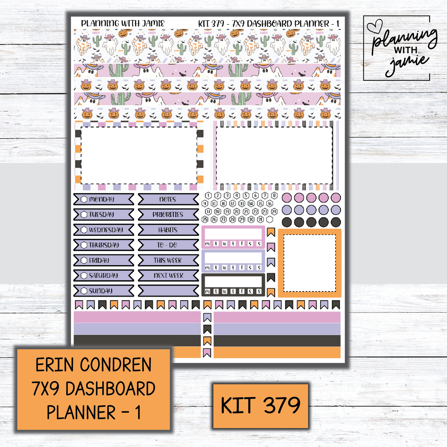 Kit 379 Erin Condren Dashboard Planner Sticker Kit