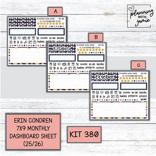 KIT 381 7X9 Erin Condren Monthly Dashboard Sticker Kit