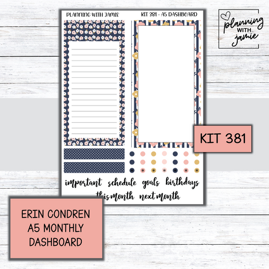 KIT 381 A5 Erin Condren Monthly Dashboard Sticker Kit