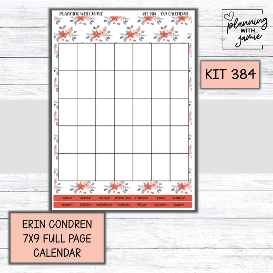 KIT 384 Erin Condren 7X9 Full Page Calendar