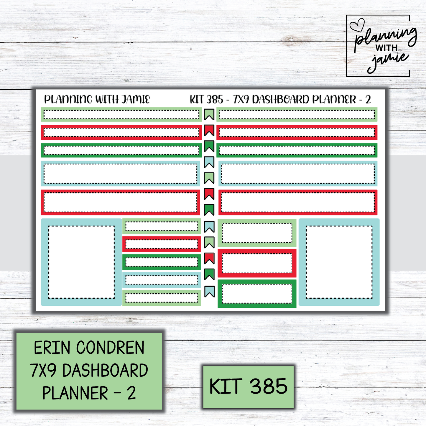 Kit 385 Erin Condren Dashboard Planner Sticker Kit