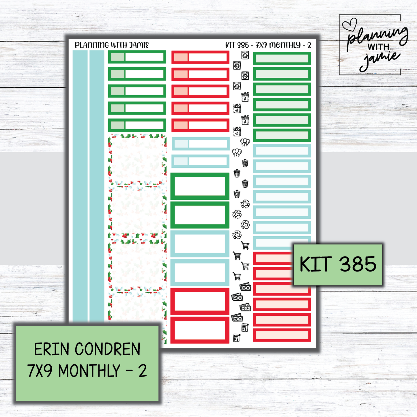 KIT 385 Erin Condren 7X9 OR A5 Monthly Kit