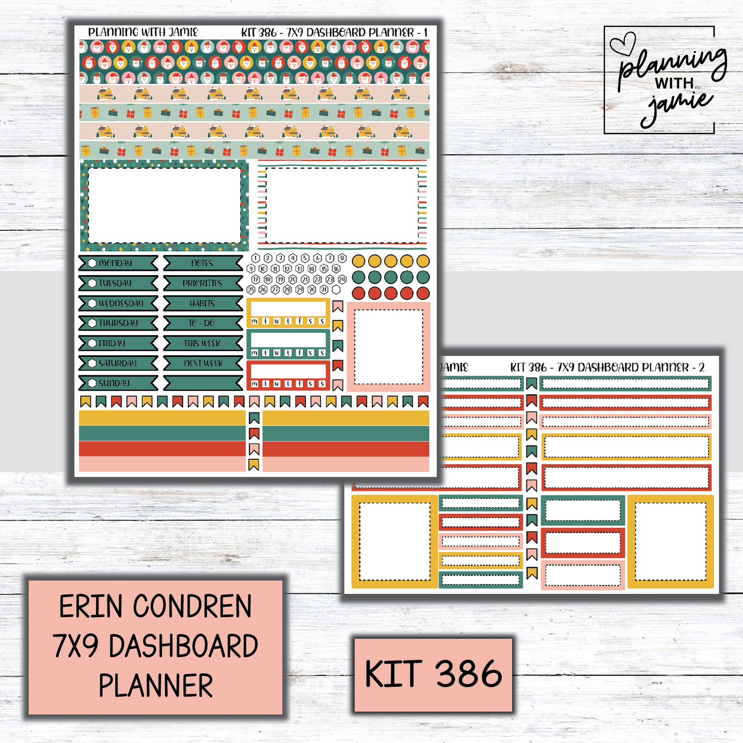 Kit 386 Erin Condren Dashboard Planner Sticker Kit