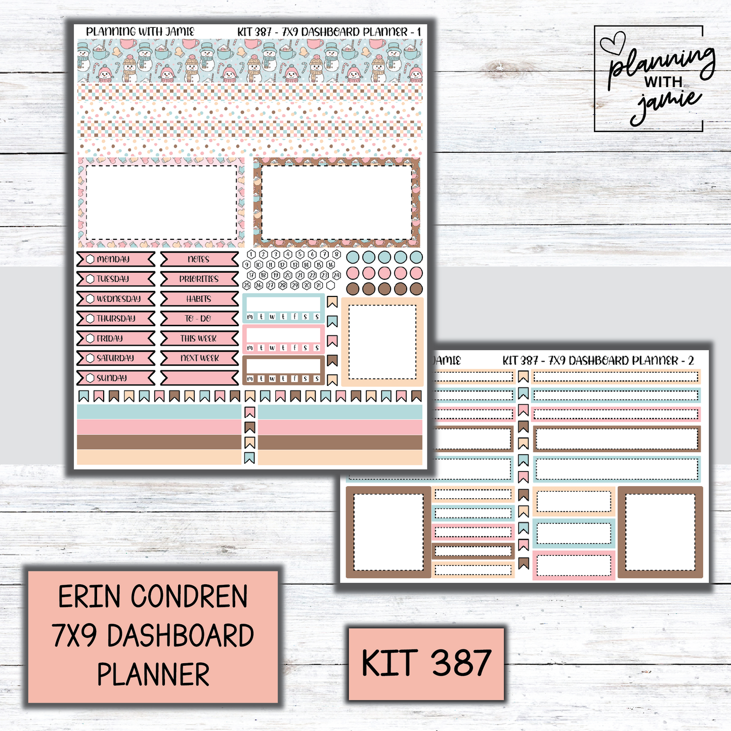 Kit 387 Erin Condren Dashboard Planner Sticker Kit