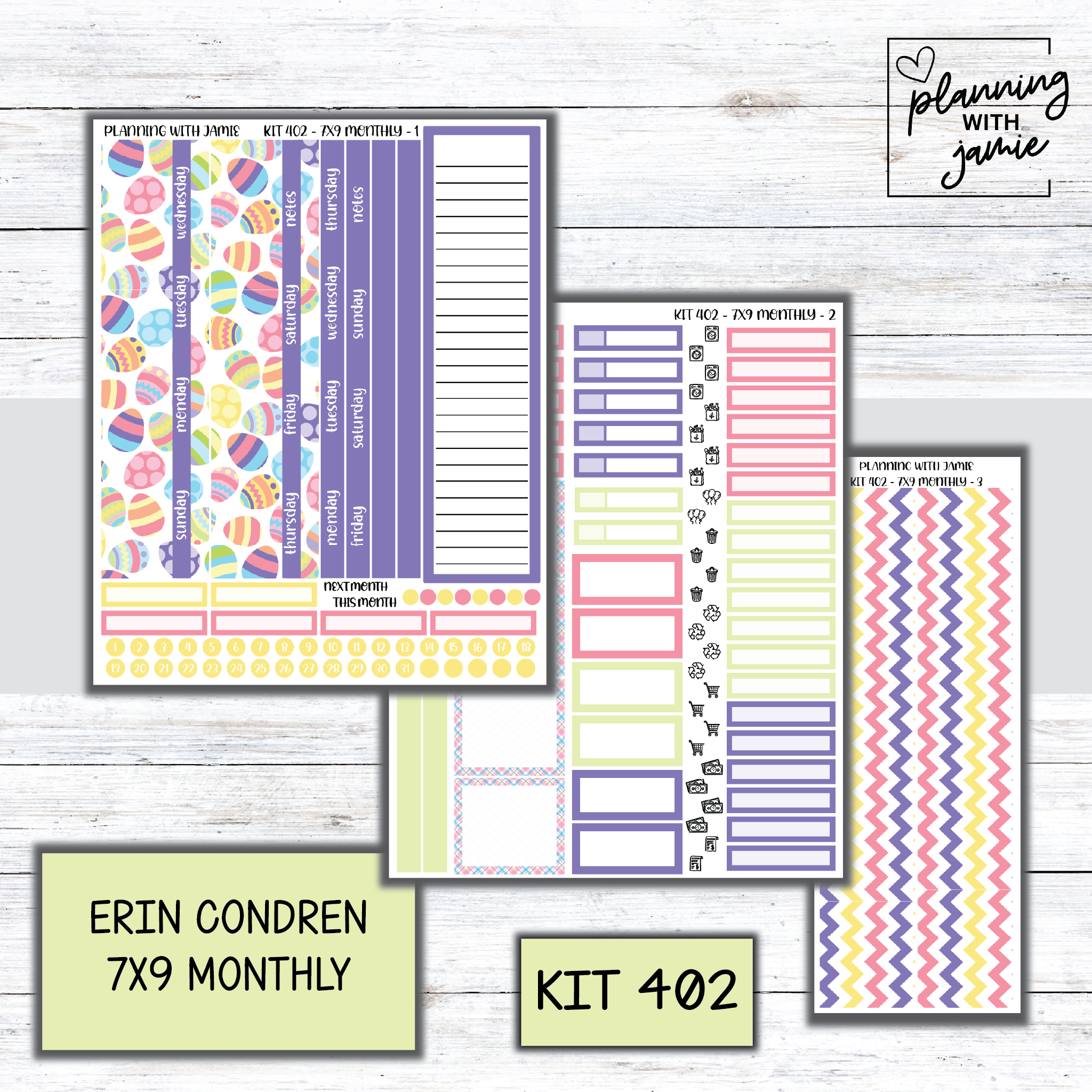 KIT 402 Erin Condren 7X9 OR A5 Monthly Kit – Planning With Jamie