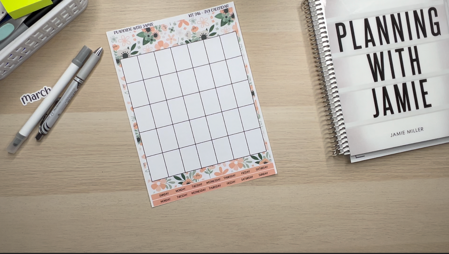 KIT 342 Erin Condren Perpetual Monthly Sticker Sheet || Full Page Monthly Calendar Sticker || Perpetual Calendar | PRETTY Stickers | VALENTINES STICKERS || LOVE STICKERS