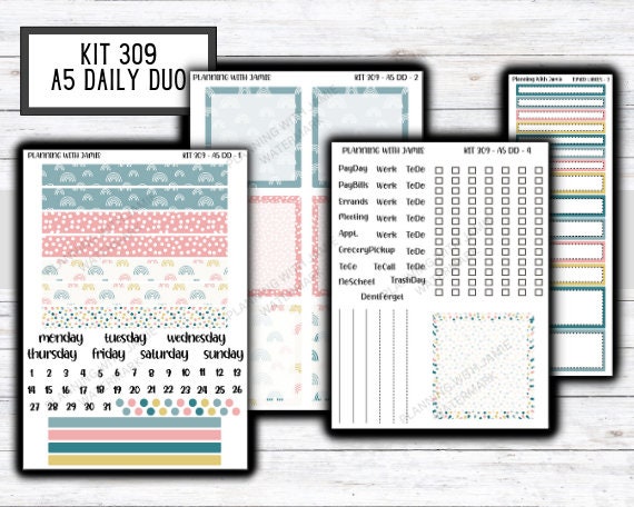 Kit 309 Erin Condren Daily Duo || Weekly Sticker Kit || Daily Duo Stickers || Boho Rainbow || SPRING STICKERS
