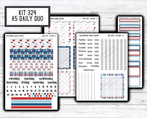 Kit 324 Erin Condren Daily Duo || Weekly Sticker Kit || Daily Duo Stickers || SUMMER STICKERS