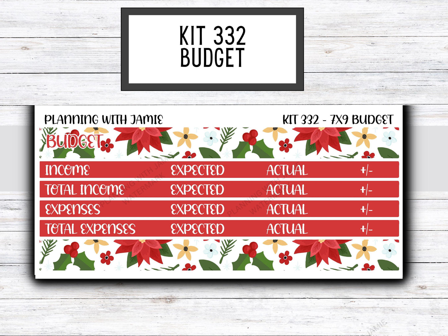 Kit 332 7x9 Budget Kit || Budget Sticker Kit || FLORAL Stickers || CHRISTMAS STICKERS
