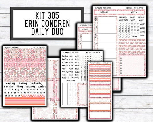 Kit 305 Erin Condren Daily Duo || Weekly Sticker Kit || Daily Duo Stickers || VALENTINES STICKERS